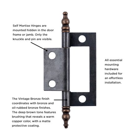 Hickory Hardware Hinge Self Mortise, 2PK P8294-VB